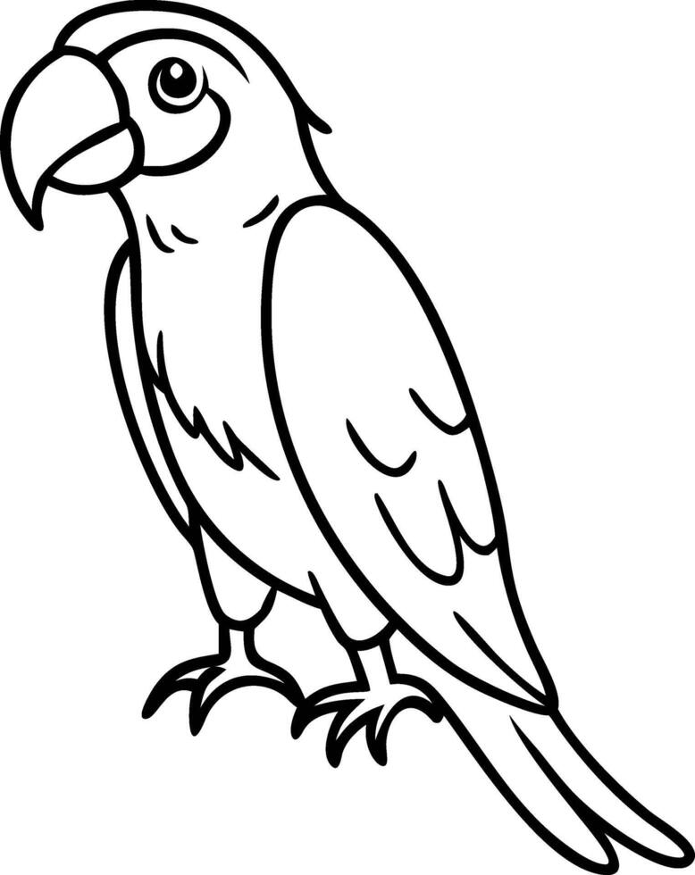 Parrot Outline Art for Coloring Pages and Tattoos vector