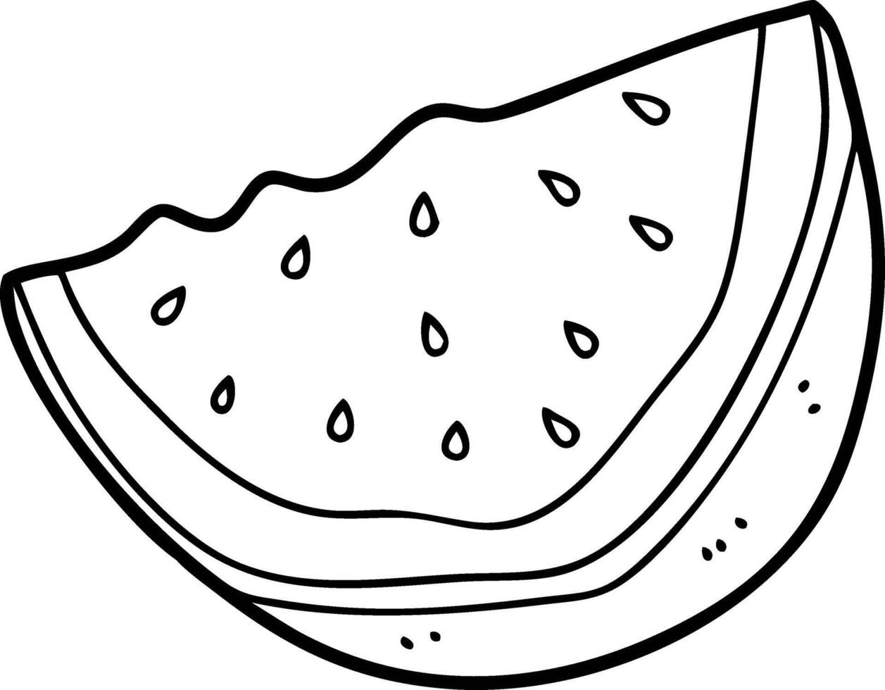 Black Line Watermelon Slice Illustration for Coloring Books and Design Projects vector