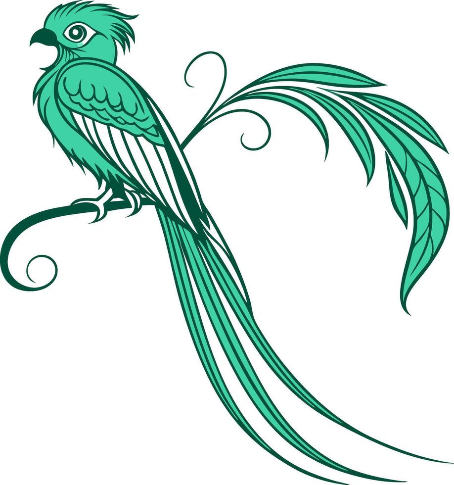 Elegant Quetzal Bird Art for Tattoos and Coloring Books vector