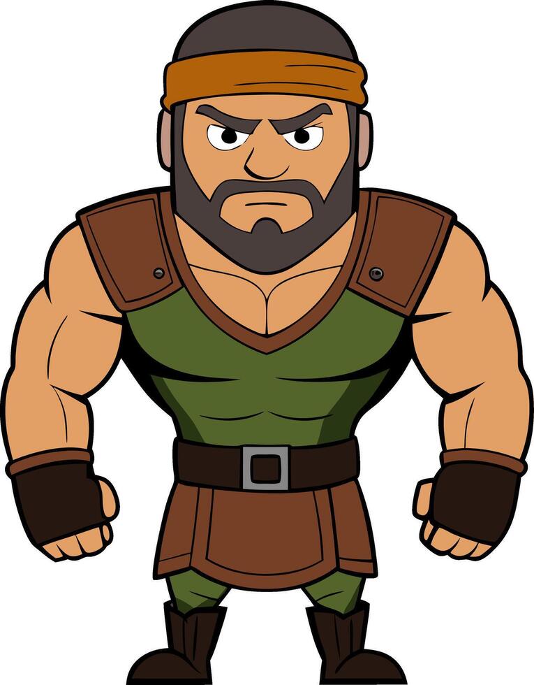 Cartoon Strong Warrior Character for Comics and Gaming Illustration vector