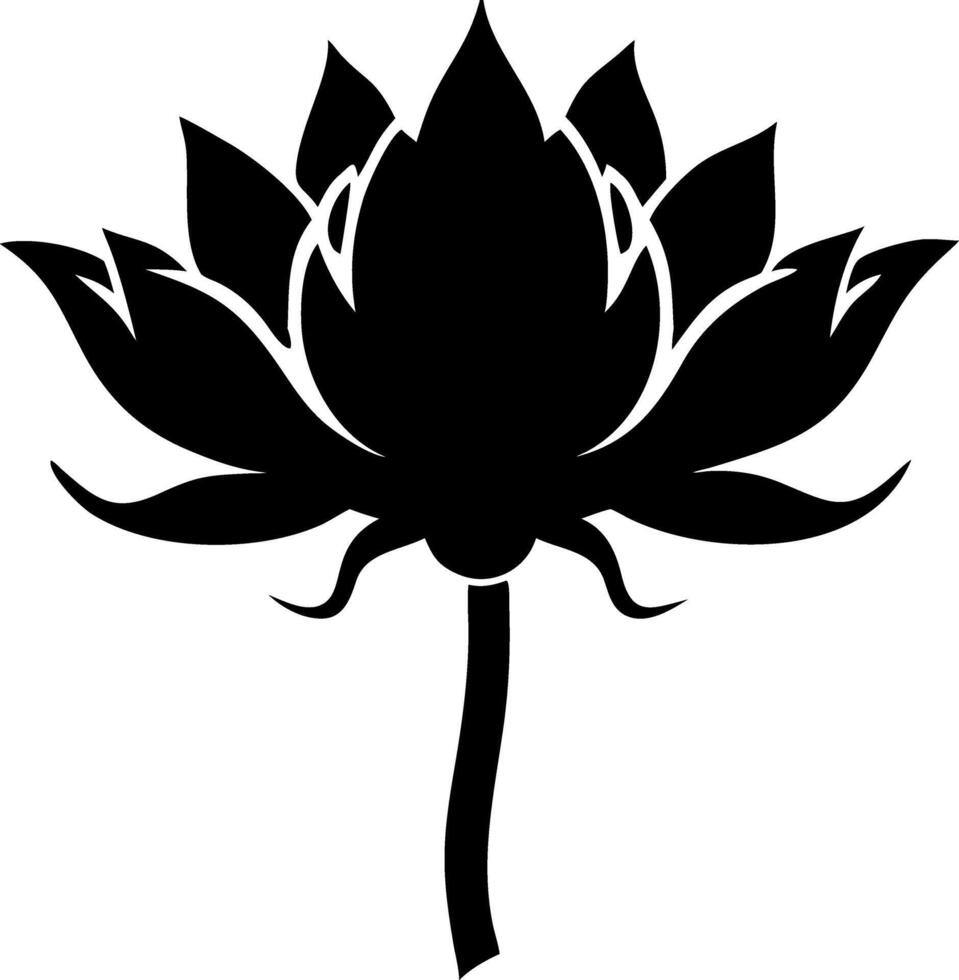 Black Silhouette Lotus Flower Design for Tattoos and Art Projects vector