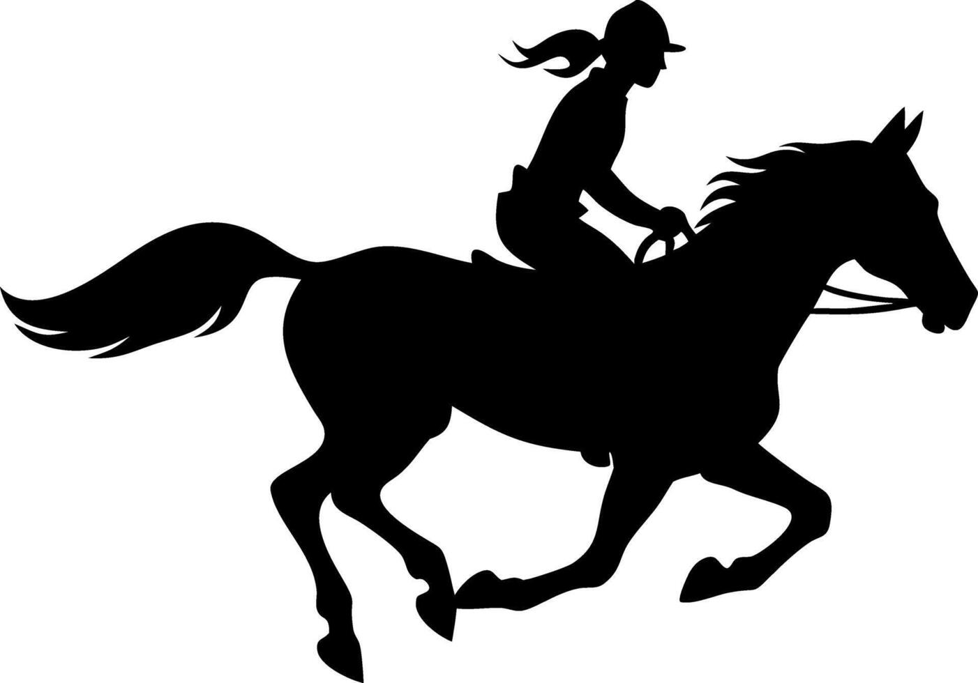 Horse Riding Silhouette Woman Equestrian Art for Design and Decoration vector