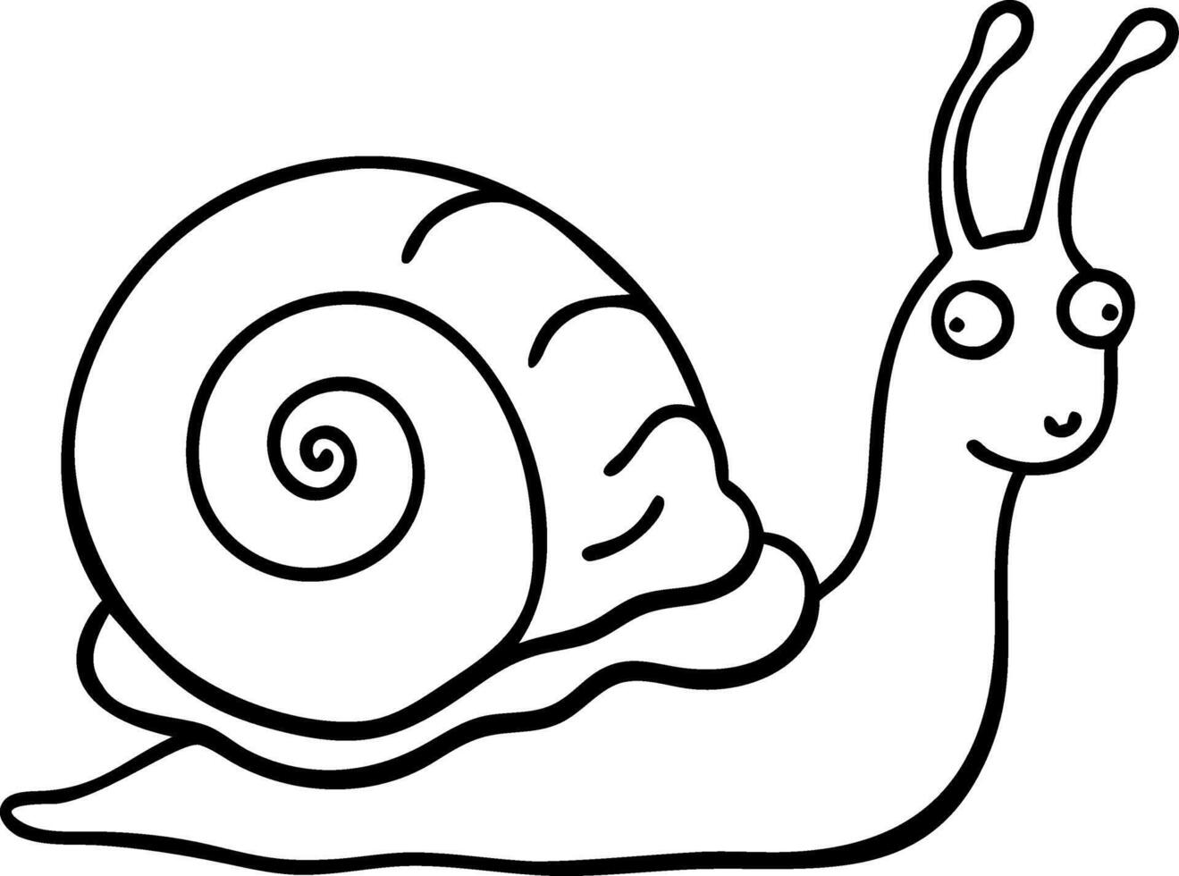 Cute Smiling Snail Line Art for Coloring Books and Kids Activities vector