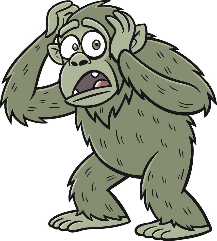 Cartoon Bigfoot Sasquatch in Shock Illustration for Fun Projects and Kids Activities vector
