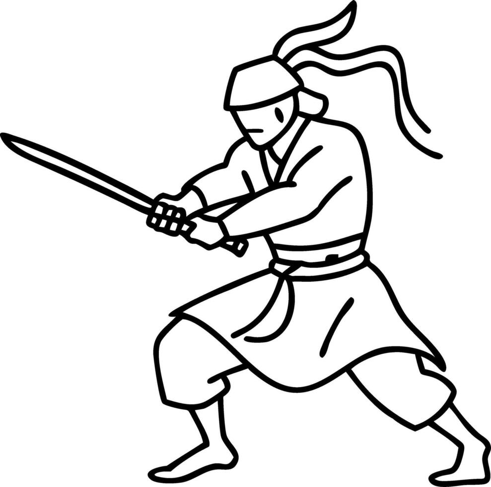 Samurai Warrior Illustration for Martial Arts Designs and Coloring Books vector