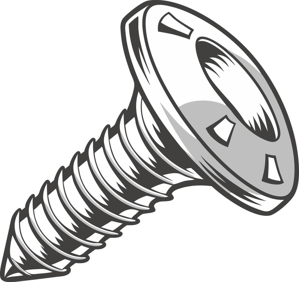 Decorative Detailed Illustration of Metal Screw for Industrial Design and DIY Projects vector