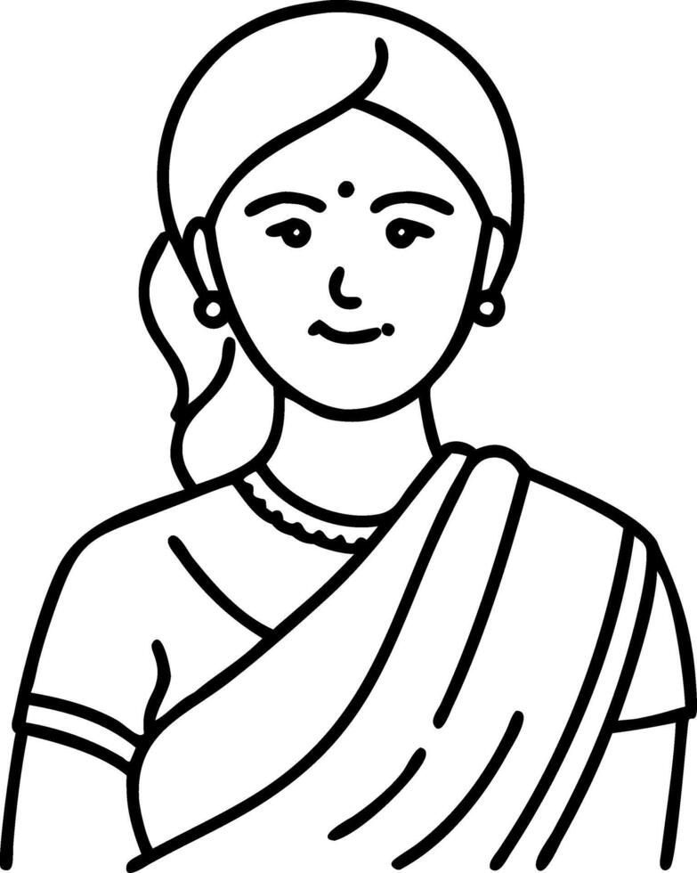 Traditional Indian Woman Art Featuring Sari Perfect for Illustration and Design vector