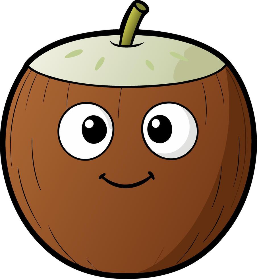 Cute Smiling Coconut Character Illustration for Kids Art and Digital Decor vector