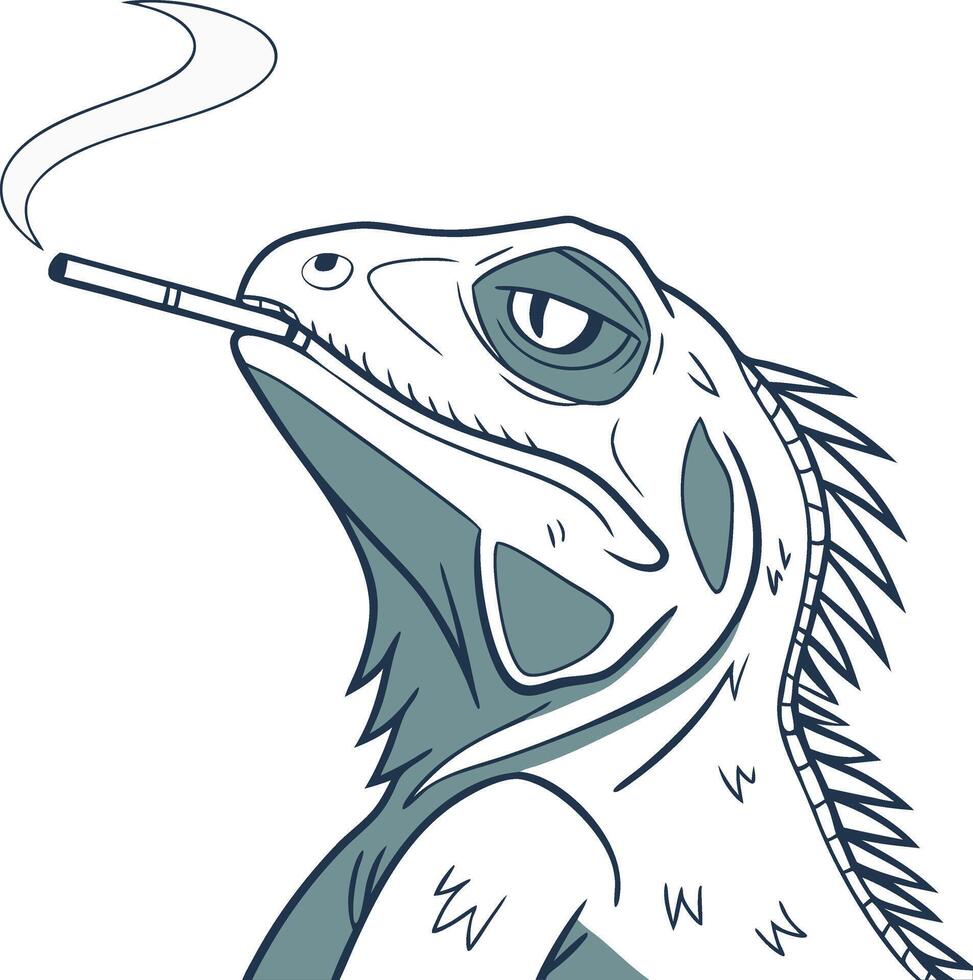 Cool Iguana Smoking Illustration for Tattoo and Design Projects vector