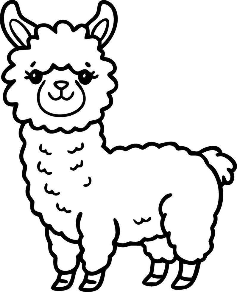 Cute Fluffy Llama Illustration for Kids Coloring Books and Craft Projects vector
