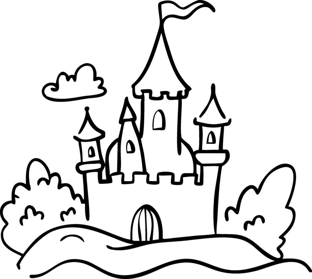 Enchanting Castle Silhouette for Coloring Books and Fairytale Themes vector