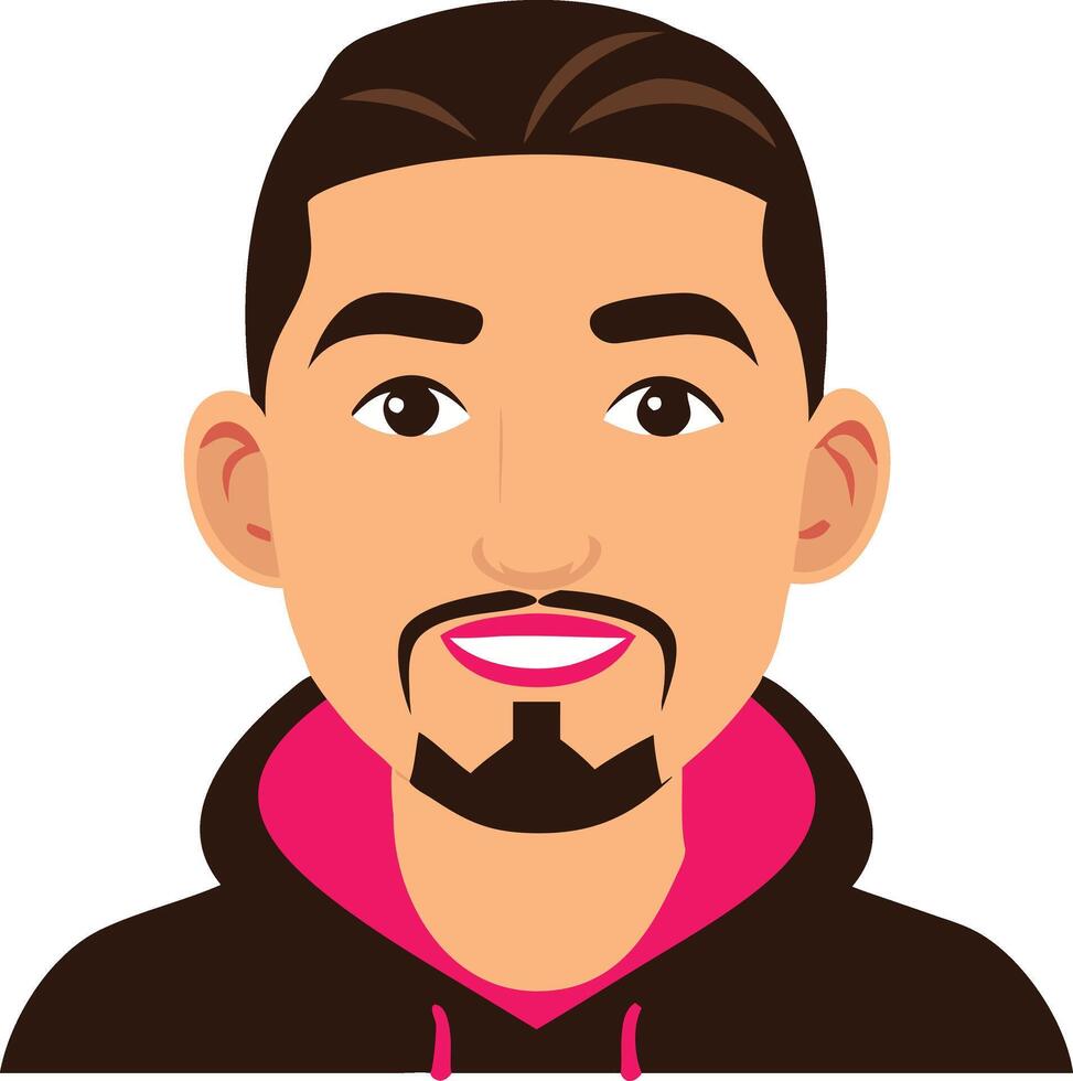 Vibrant Smiling Male Avatar in Hoodie for and Social Media Use vector