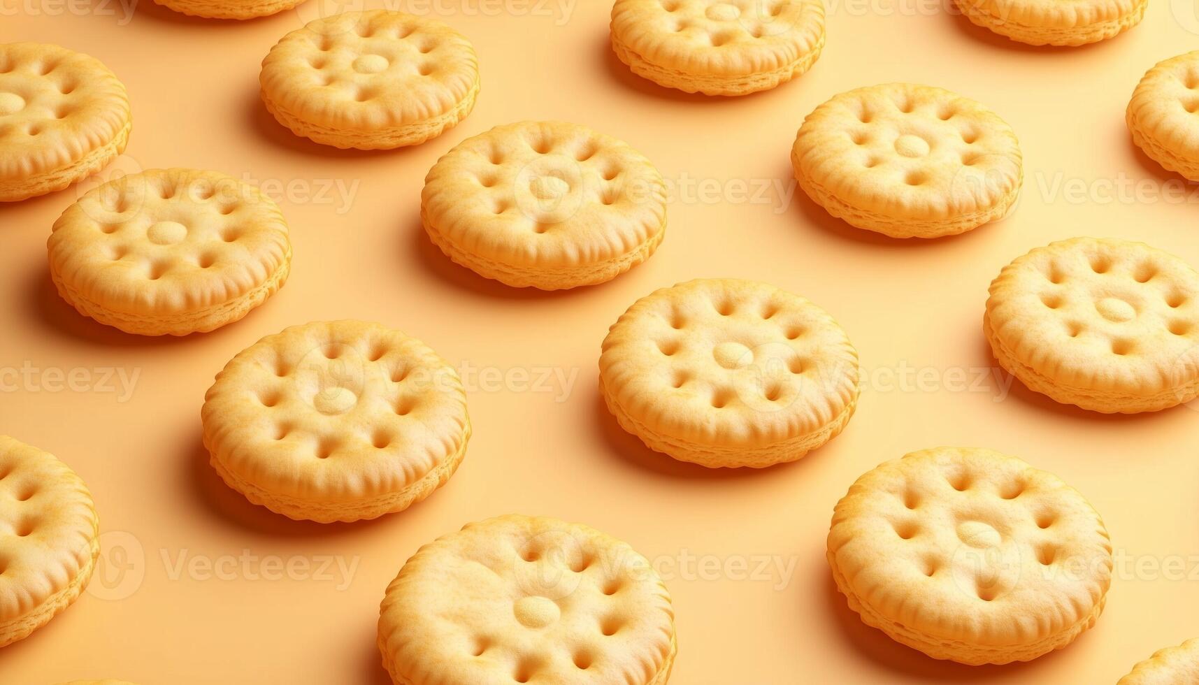 Biscuit rounded small pattern diagonal seamless crunchy cake on yellow background photo