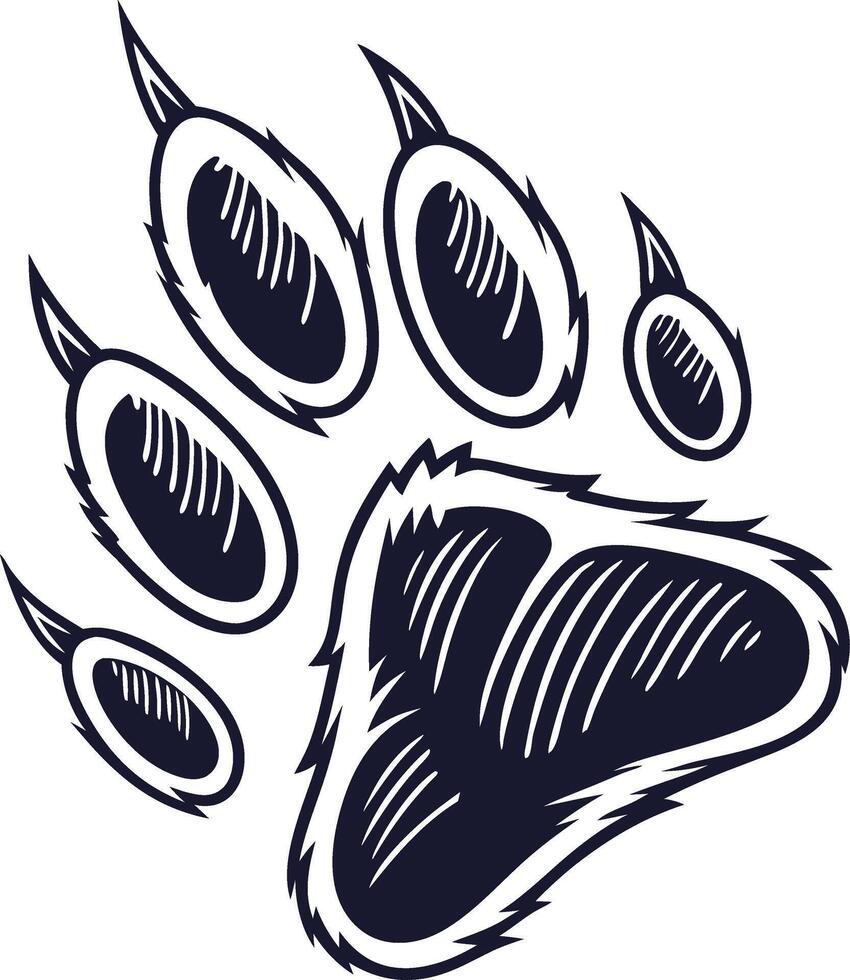 Bear Paw Print Illustration for Tattoo and Design Use vector