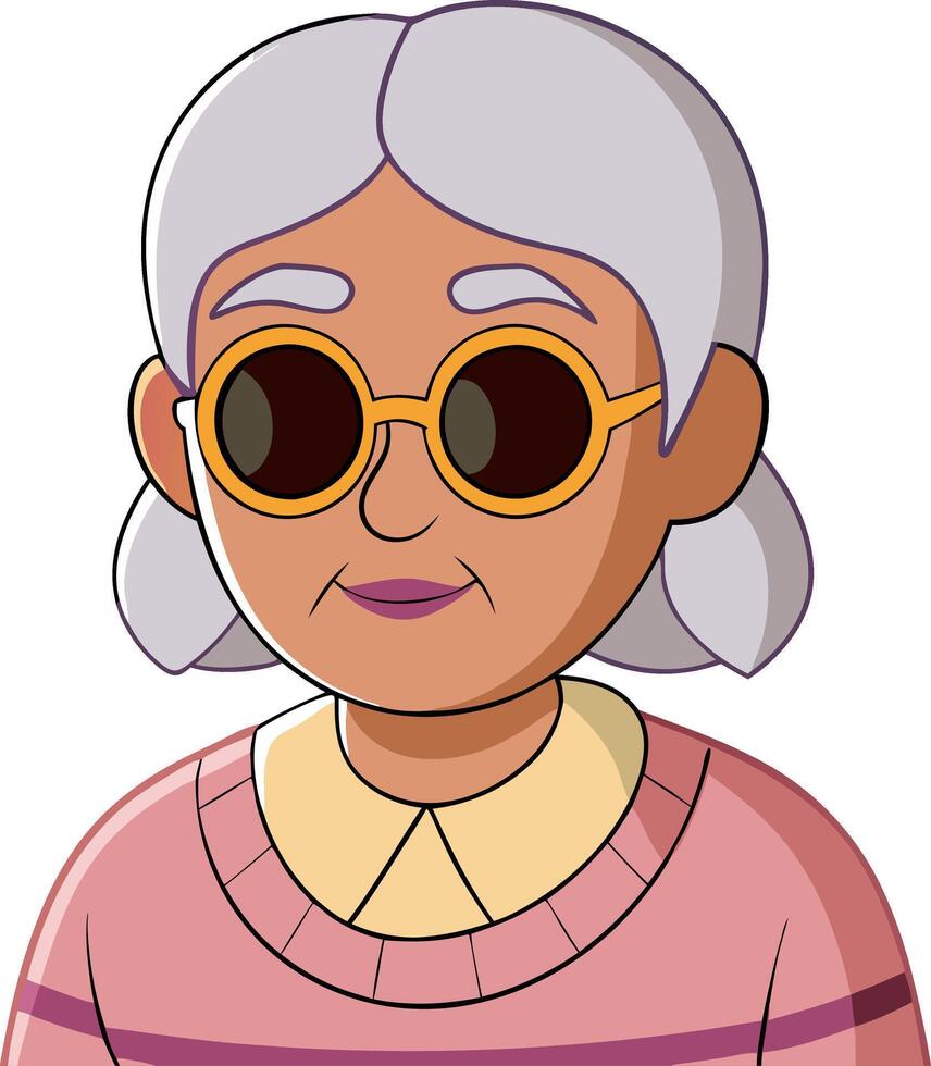 Senior Woman with Sunglasses Illustration for Creative Projects vector