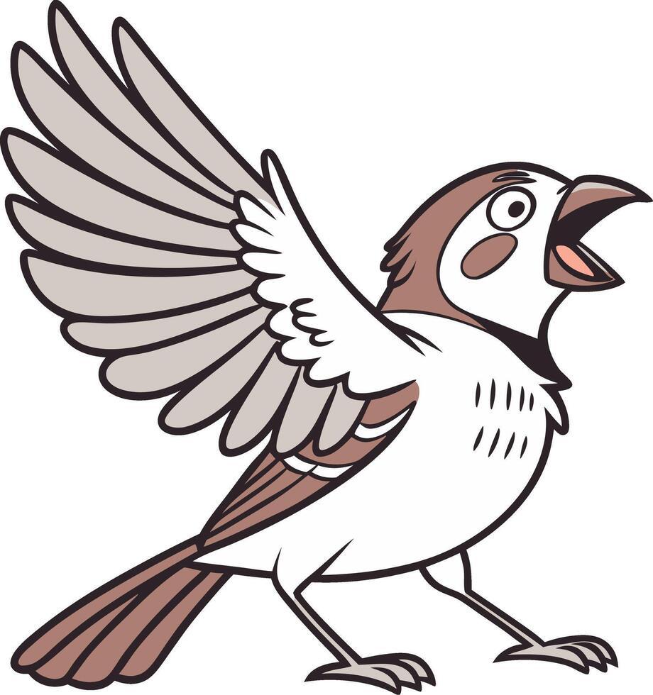 Cartoon Sparrow Illustration with Outstretched Wings for Art and Design vector