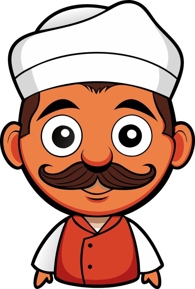 Traditional Indian Cartoon Character with Mustache and Turban Art vector