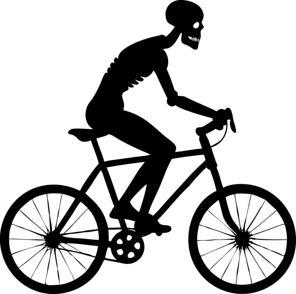 Skeleton Riding Bicycle Silhouette for Halloween Illustrations and Designs vector