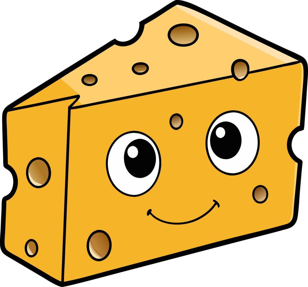 Cute Cartoon Cheese with Smile Perfect for Kids and Food Themes vector