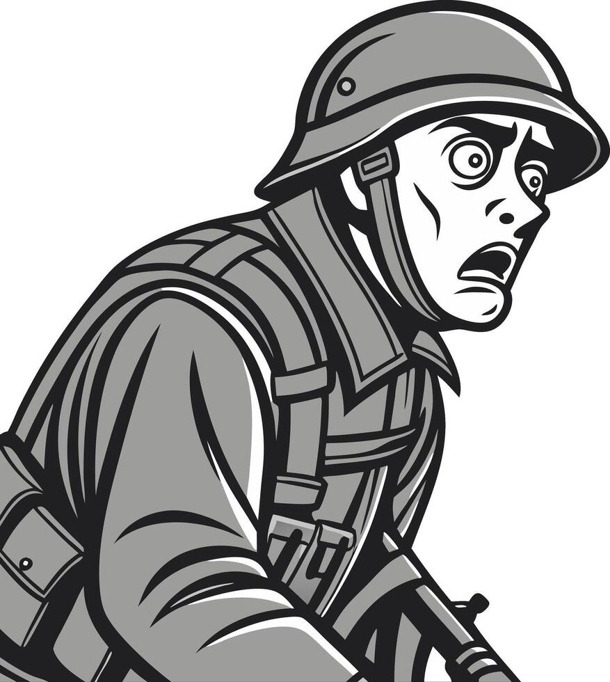 Intense Soldier Expression for Historical Illustrations and Graphics vector