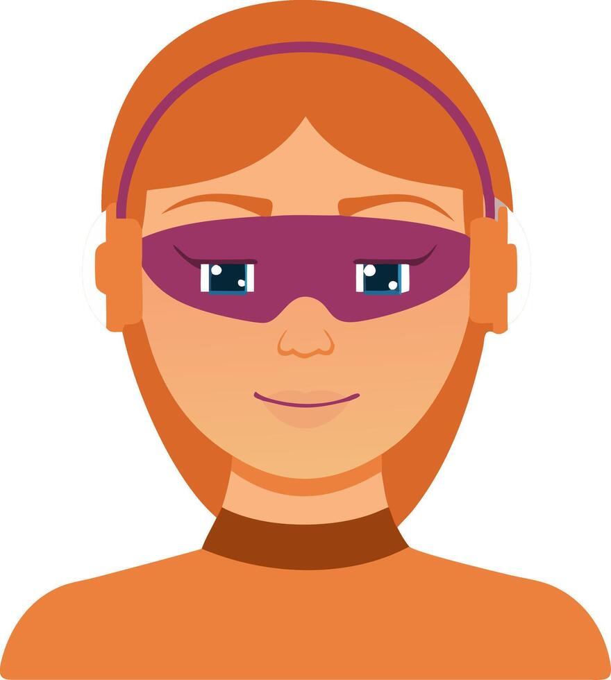 Illustration of Female Superhero with Mask and Headphones vector
