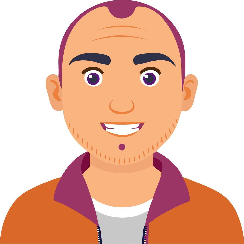 Illustration Smiling Bald Man with Beard and Colorful Jacket for Avatar or Profile vector