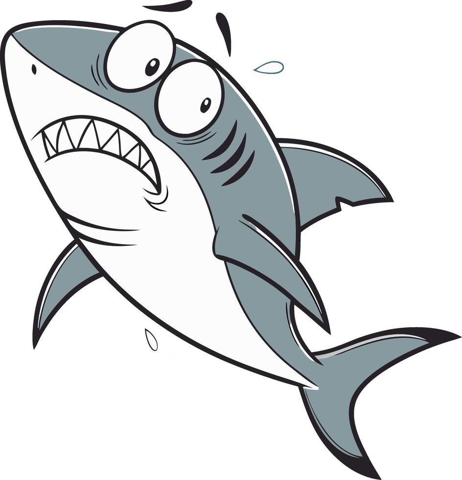 Funny Cartoon Shark Illustration for Kids Books and Educational Materials vector