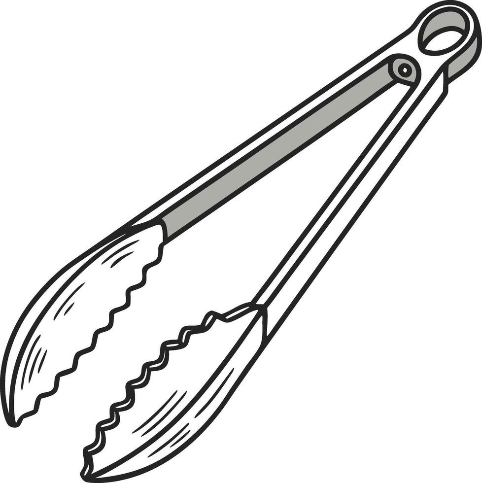Stainless Steel Kitchen Tongs Illustration for Cooking and BBQ Design vector