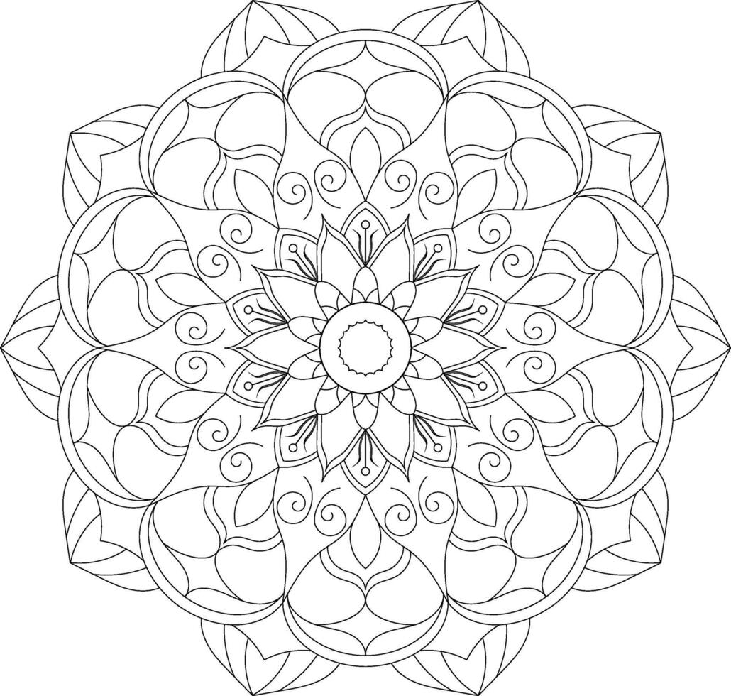 Symmetrical Mandala Line Art - Digital Decorative Element vector