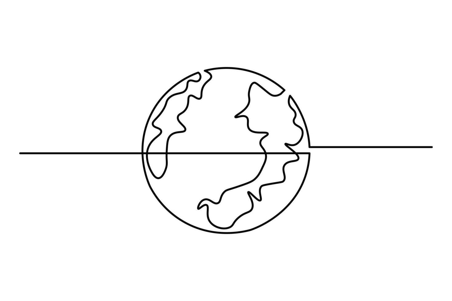 Earth continuous one line art drawing of isolated outline illustration vector