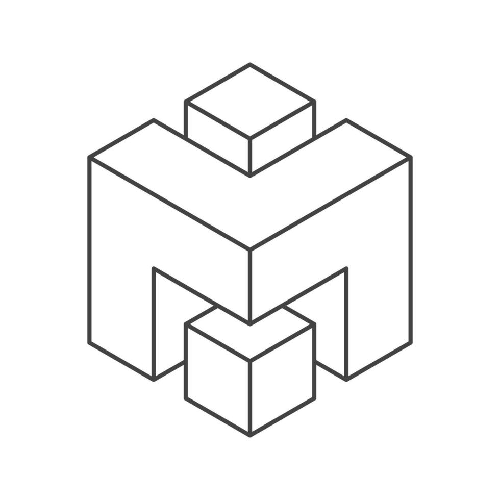 Abstract isometric illustration of interconnected cubes. Clean lines create a modern, minimalist design. Perfect for concepts of connection, integration, teamwork, or technology. vector