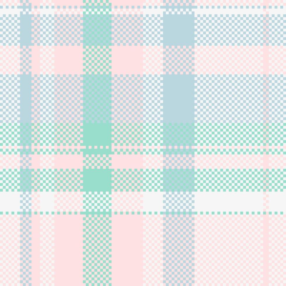 Soft pastel plaid pattern in pink, mint green, and light blue. Ideal for textile design, wallpaper, or website backgrounds. Evokes feelings of serenity and gentleness. vector