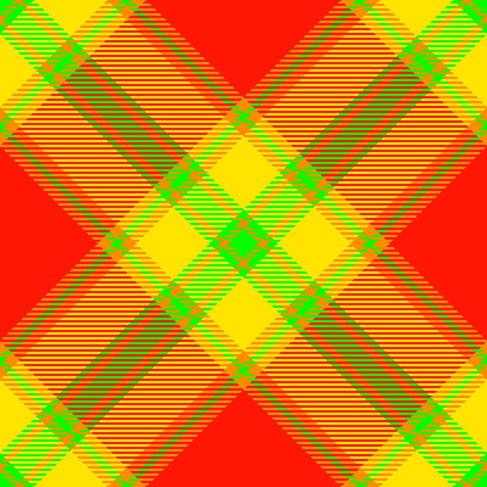 Vibrant red, yellow, and green plaid pattern. Perfect for textile design, fashion, website backgrounds, or any project needing a bold, energetic aesthetic. vector