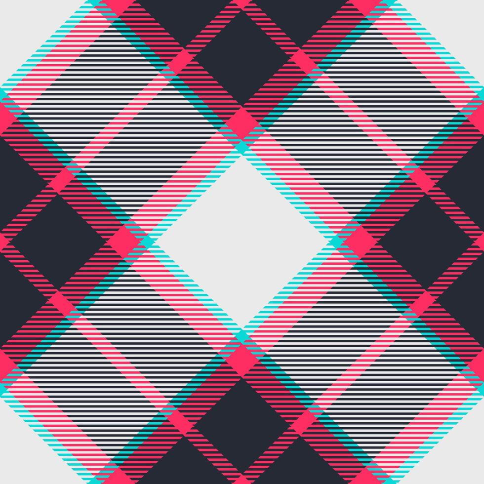 Vibrant pink, teal, and dark gray plaid pattern. Modern geometric textile design perfect for fashion, interiors, or website backgrounds. vector