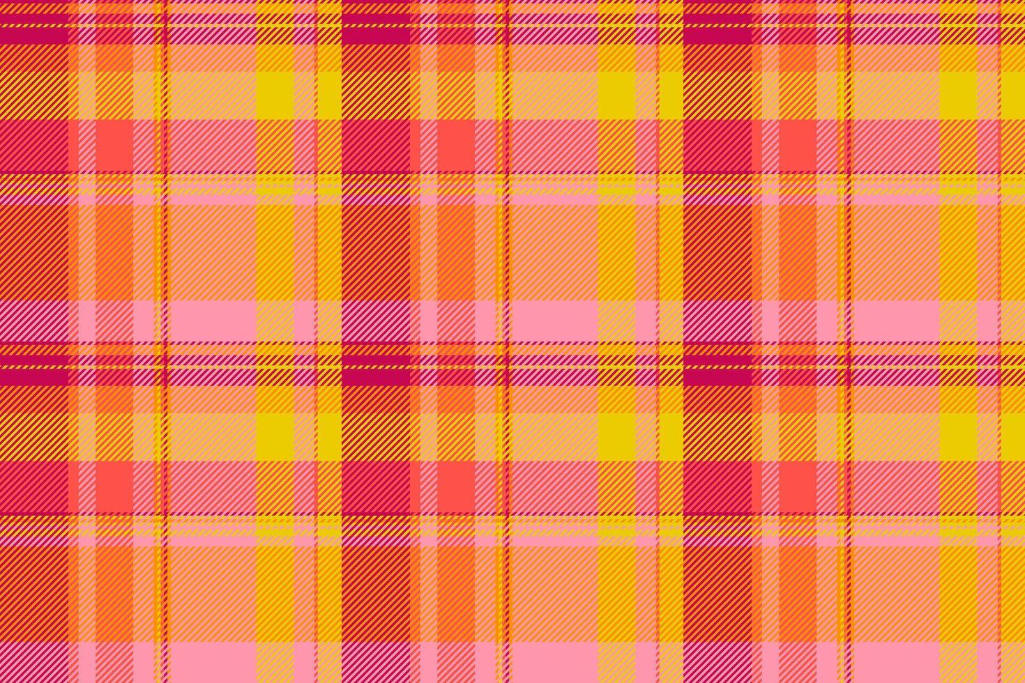 Vibrant pink, orange, and yellow plaid pattern. Perfect for textile design, fashion, websites, and branding projects. A cheerful and energetic design, ideal for summer or spring themes. vector