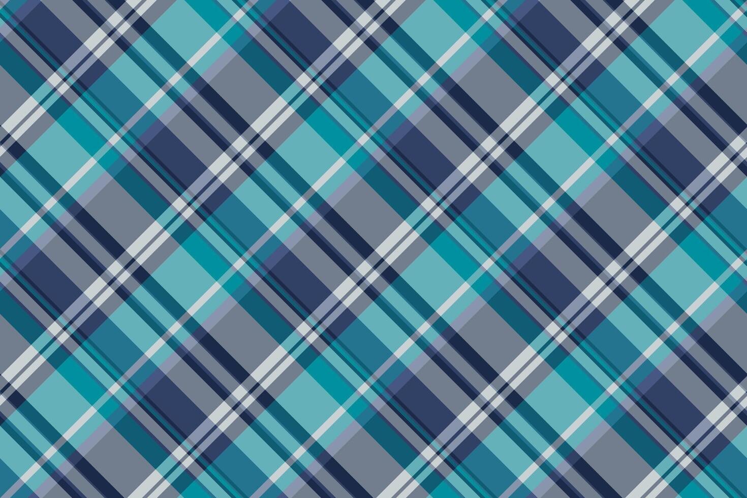 Multicolor seamless background plaid, france textile texture fabric. Herringbone tartan pattern check in cyan and slate gray colors. vector