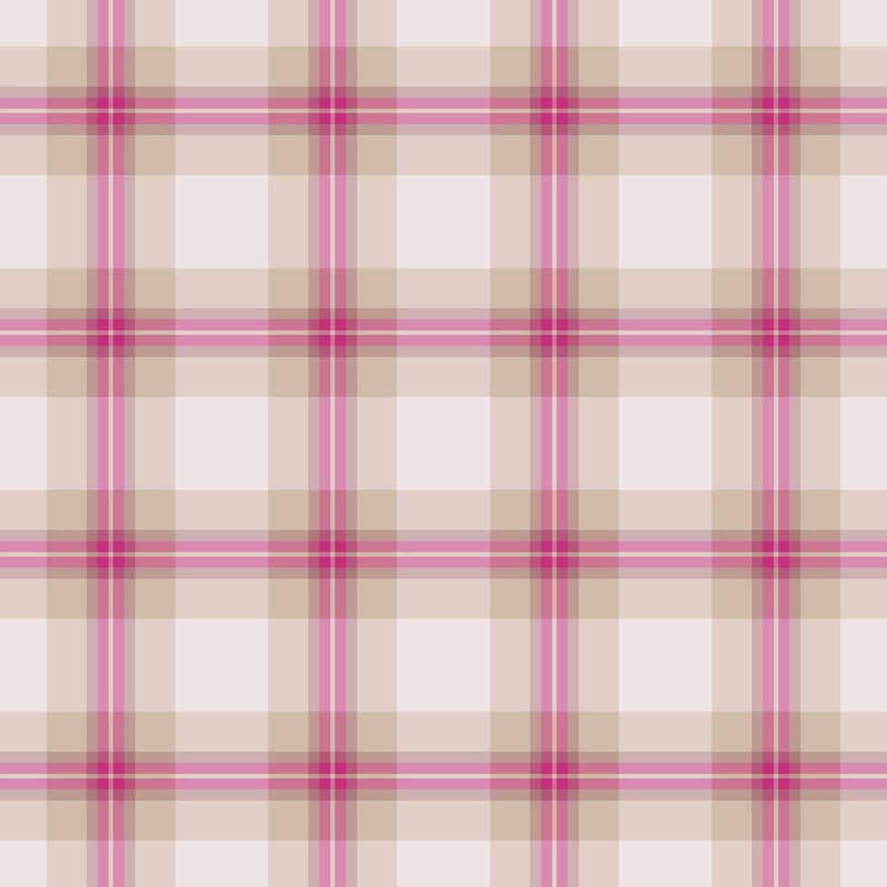 Filigree check texture plaid, rough tartan pattern fabric. Perfect background seamless textile in light and pink colors. vector