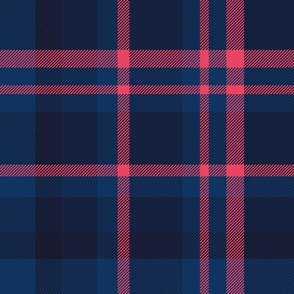 Large background seamless check, 50s tartan fabric. Sofa texture plaid pattern textile in dark and blue colors. vector