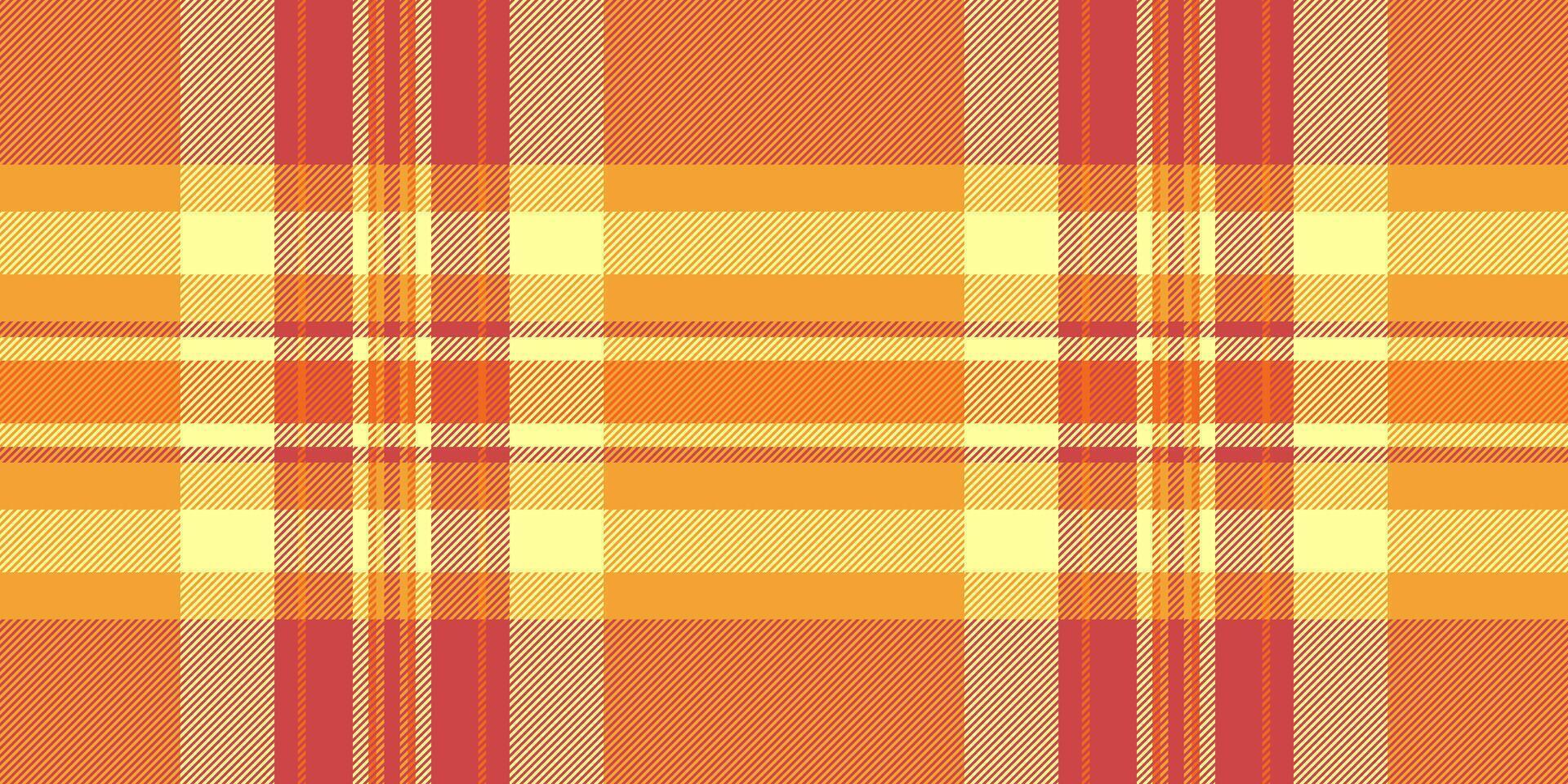 Christmas card fabric plaid background, reel pattern texture . Grungy seamless textile check tartan in orange and red colors. vector