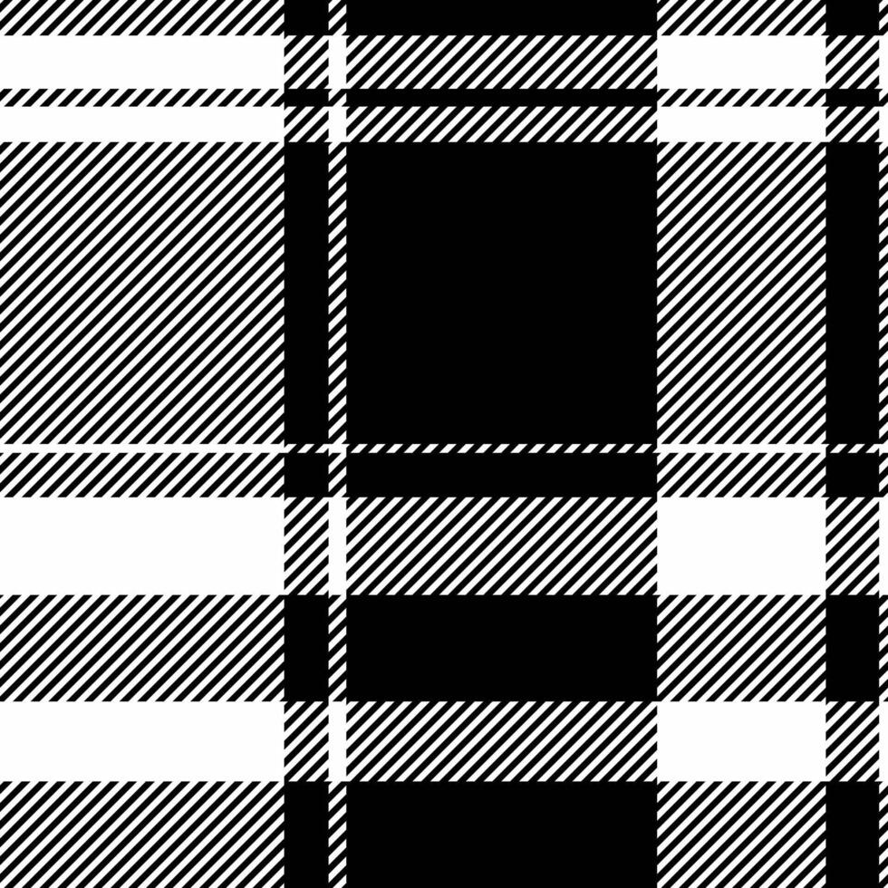 Stylish black and white plaid pattern. Geometric textile design with bold lines and contrasting colors. Perfect for fashion, interiors, or website backgrounds. vector