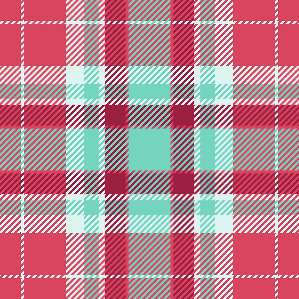 Many fabric seamless, artistic texture plaid tartan. Design check pattern textile background in red and teal colors. vector