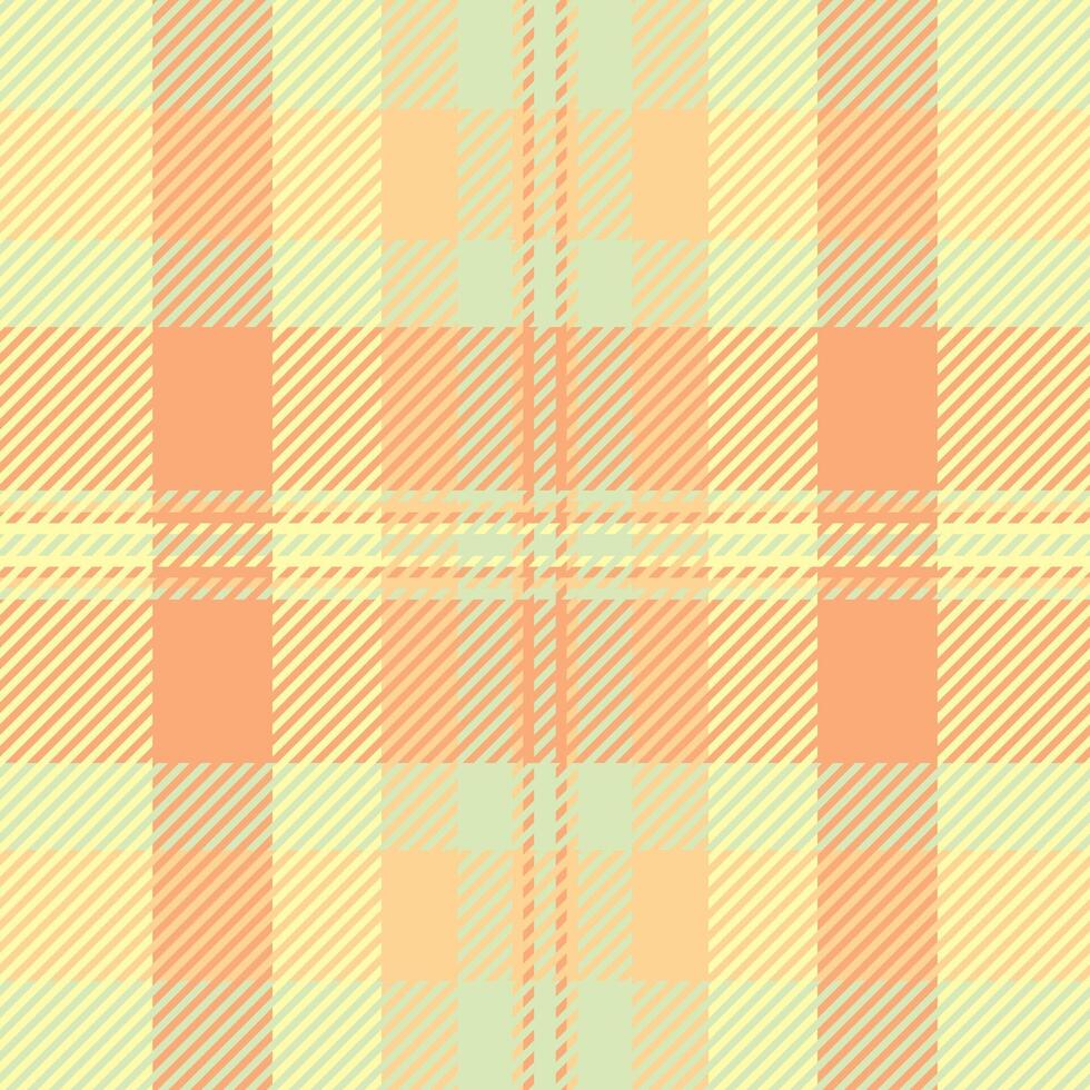 Soft pastel plaid pattern in peach, yellow, and mint green. Ideal for textile design, scrapbooking, website backgrounds, or any project needing a gentle, calming aesthetic. vector