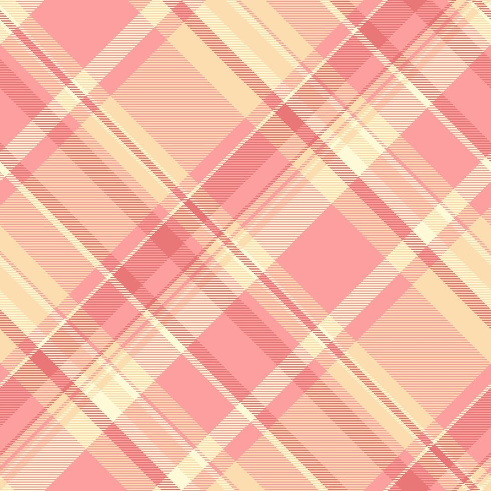 Elegant diagonal plaid pattern in soft pastel pink and cream tones. Perfect for textiles, websites, or branding projects needing a subtle yet stylish background. vector