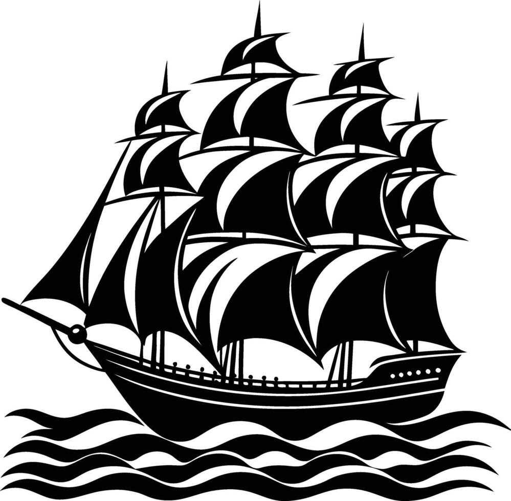 silhouette of a sailing ship vector