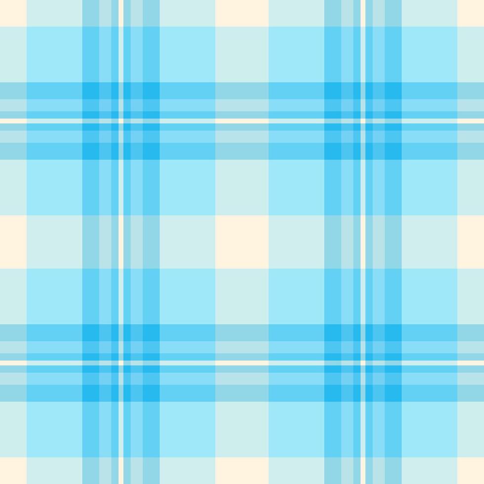 Glen texture plaid, celtic textile background seamless. Slim fabric pattern check tartan in cyan and light colors. vector