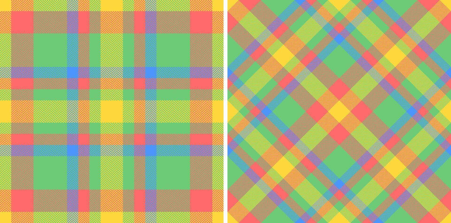 Tartan textile of fabric check seamless with a plaid texture background pattern. Set in rainbow colors. Chic home decor ideas. vector