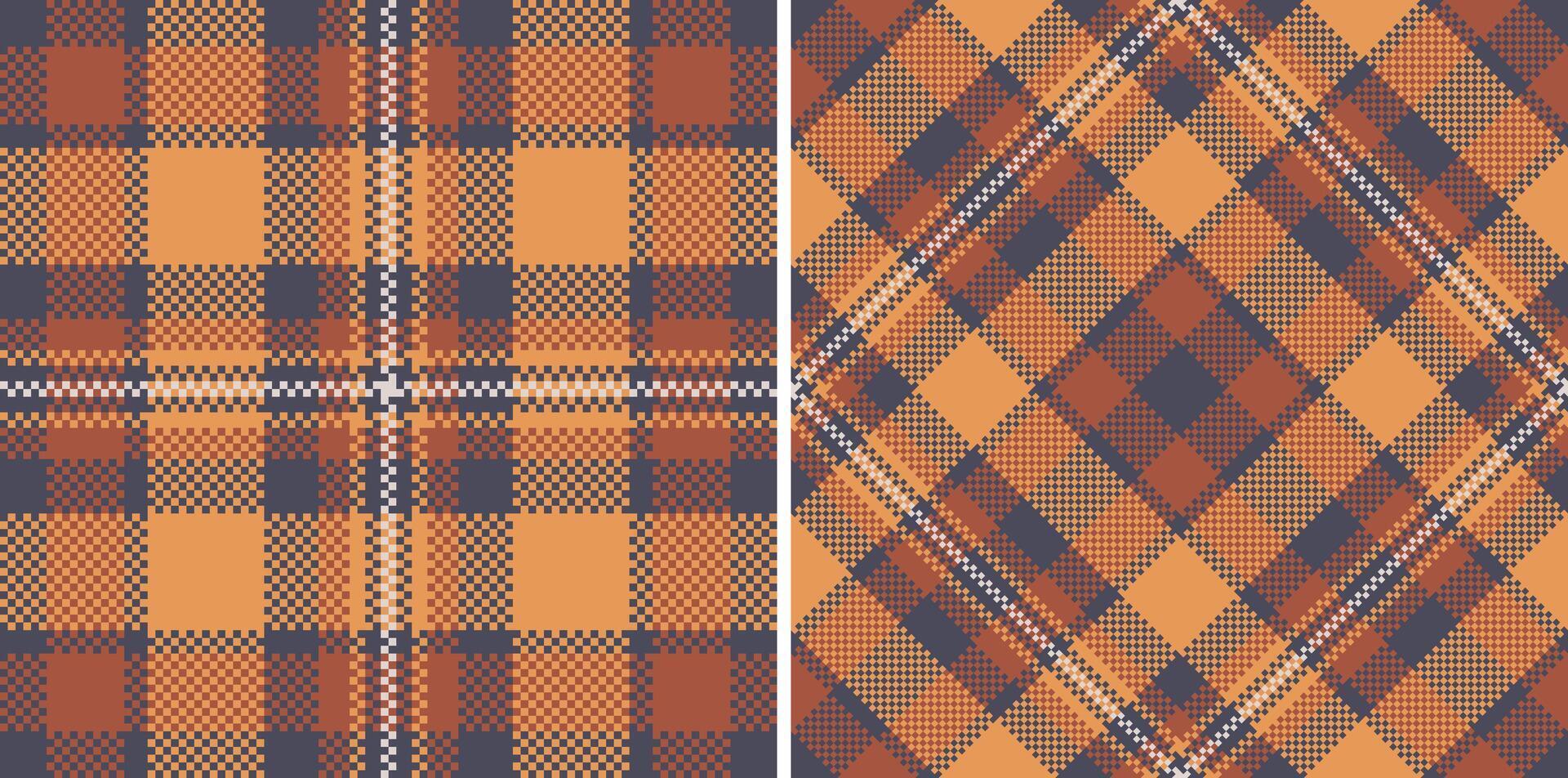 Pattern check plaid of tartan fabric with a seamless textile background texture. Set in coffee colors. Geometric unique identity design. vector