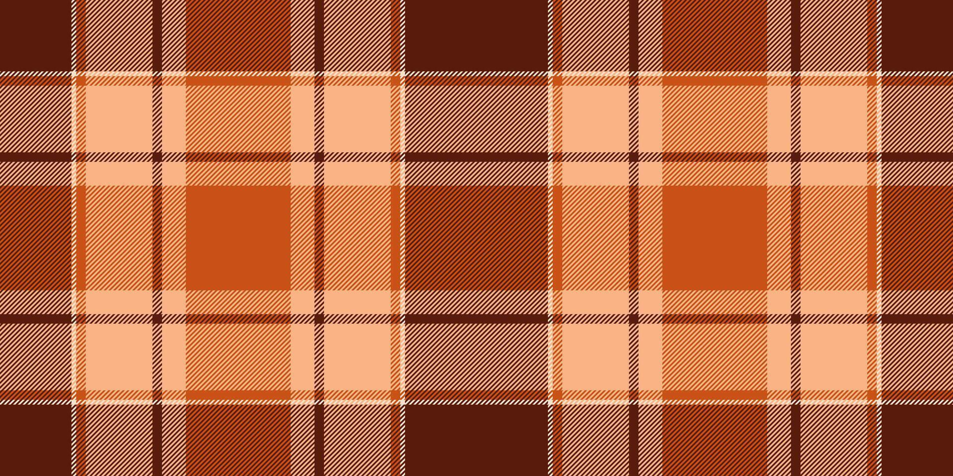 Linear check background textile, rough plaid tartan . Nostalgia seamless fabric pattern texture in orange and red colors. vector