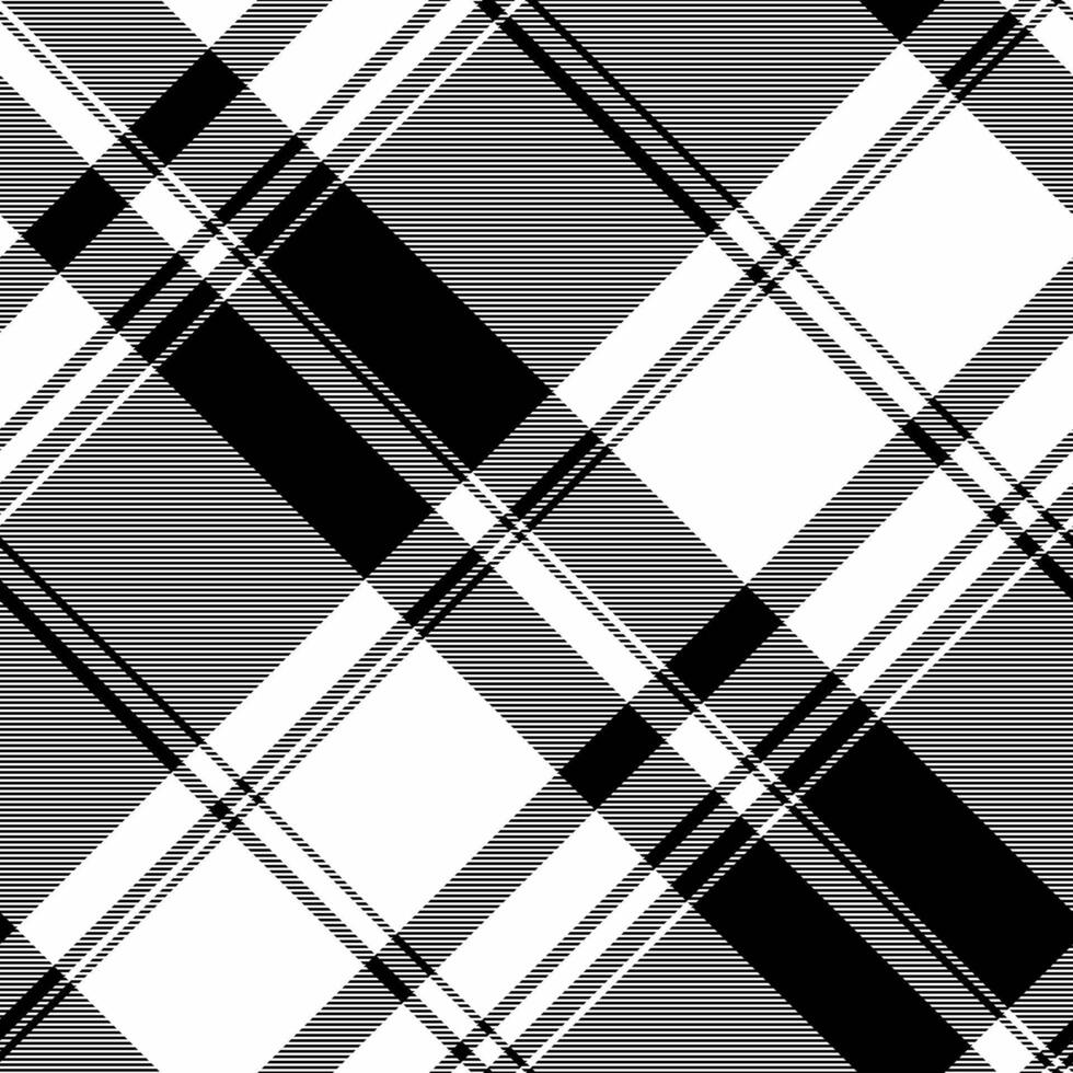 Expensive check fabric seamless, painting textile pattern tartan. Twill texture background plaid in white and black colors. vector