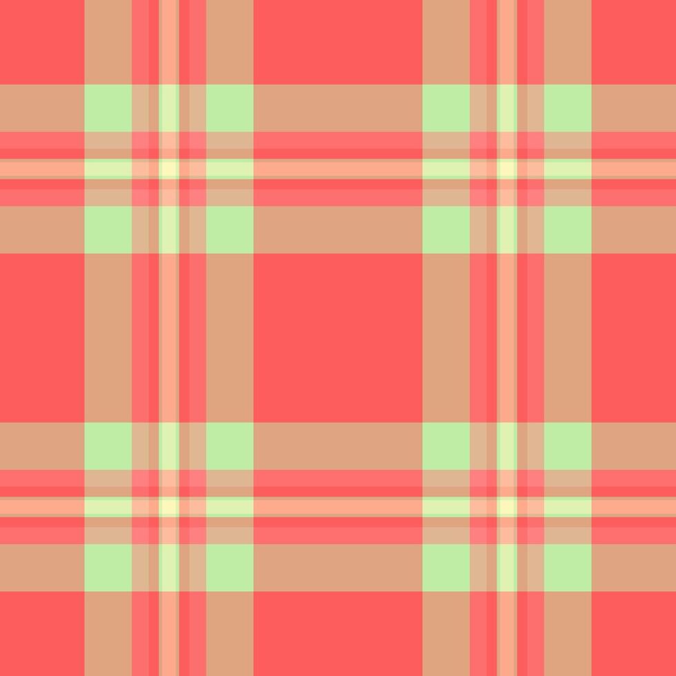 Retro texture plaid tartan, multicultural textile seamless background. Japanese check pattern fabric in orange and red colors. vector